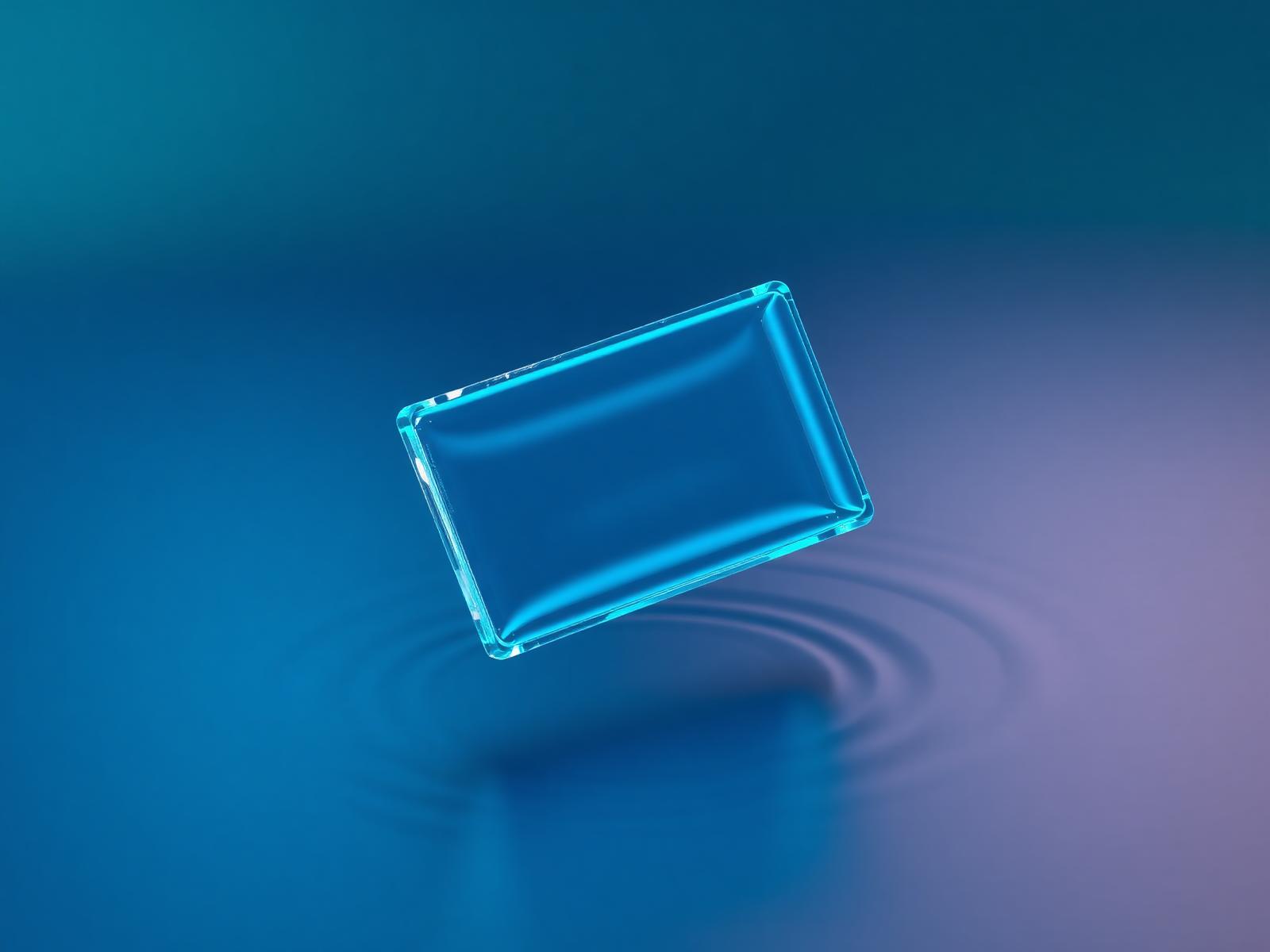 Aqua crystalline wallet floating over rippling water